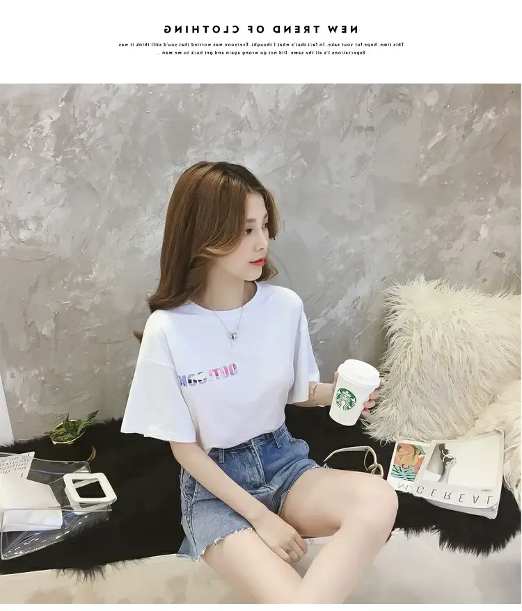 Women White Loose T-Shirt Korean Style 2025 — feature 26