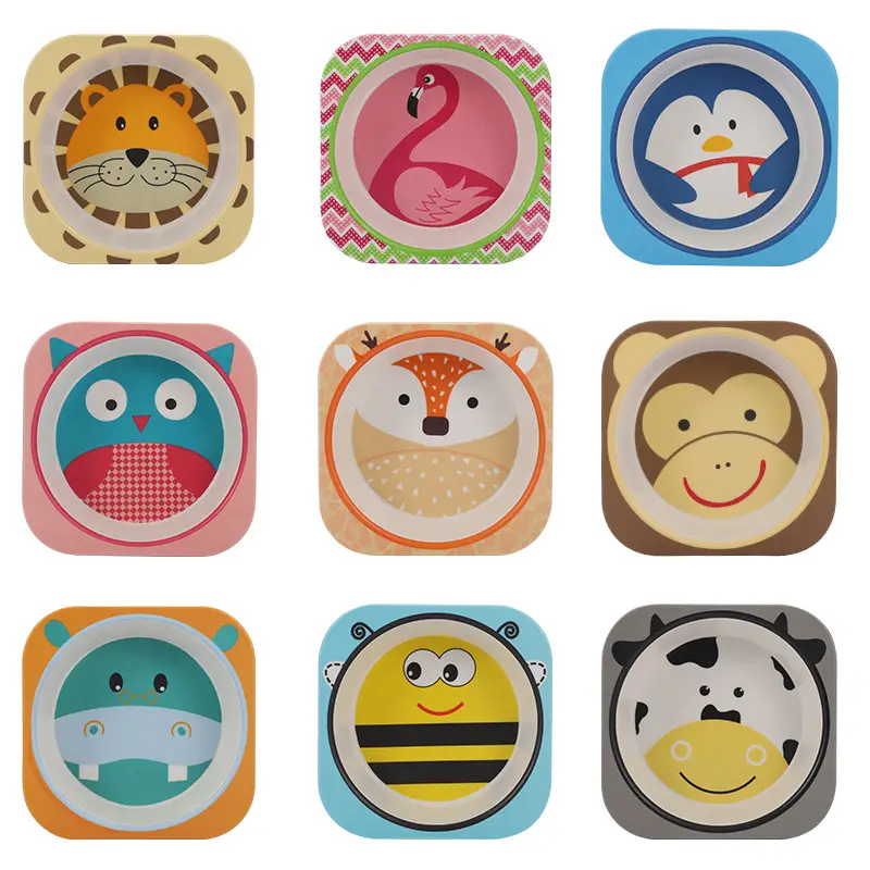 Cute Cartoon Bamboo Bowl for Kids 14cm Square - Image 15