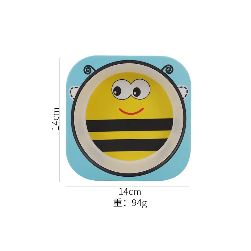 Cute Cartoon Bamboo Bowl for Kids 14cm Square - Image 10