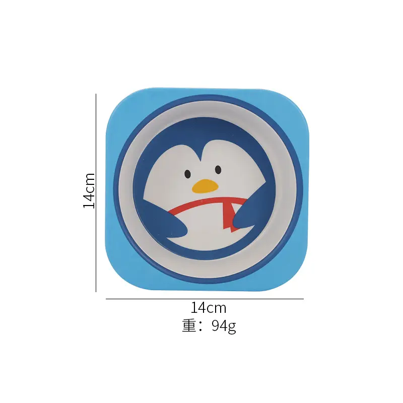 Cute Cartoon Bamboo Bowl for Kids 14cm Square - Image 2