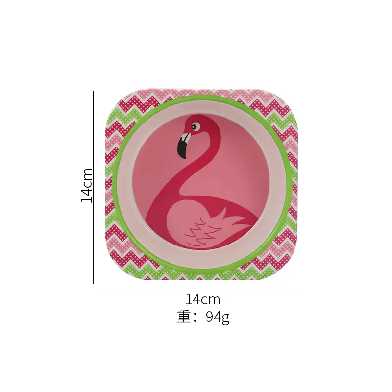 Cute Cartoon Bamboo Bowl for Kids 14cm Square - Image 4