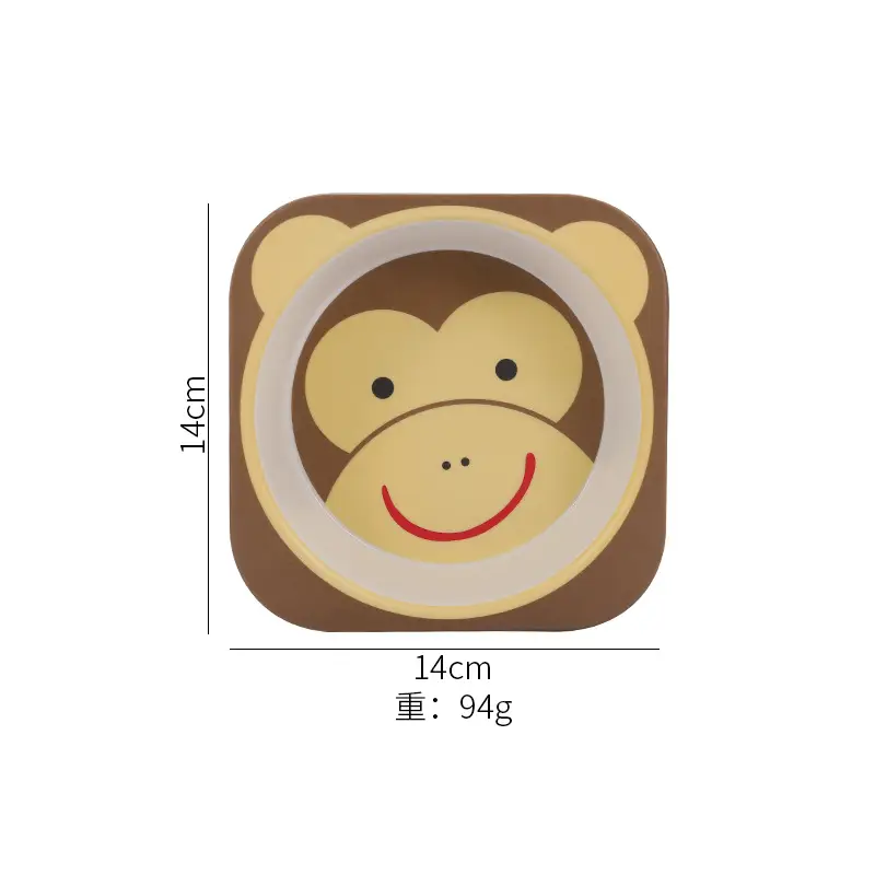 Cute Cartoon Bamboo Bowl for Kids 14cm Square - Image 5