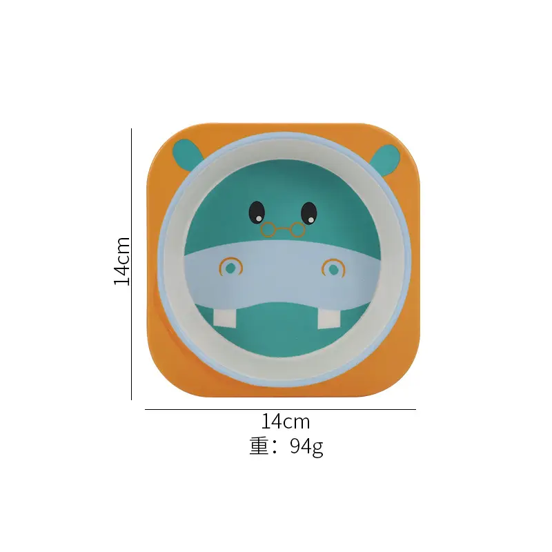 Cute Cartoon Bamboo Bowl for Kids 14cm Square - Image 7