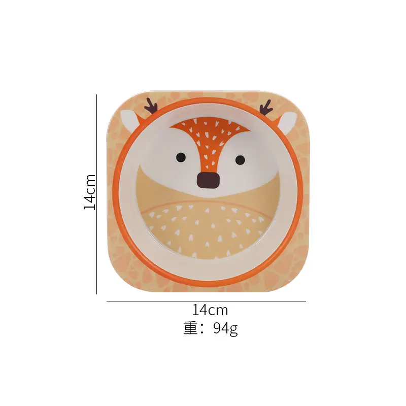 Cute Cartoon Bamboo Bowl for Kids 14cm Square - Image 8