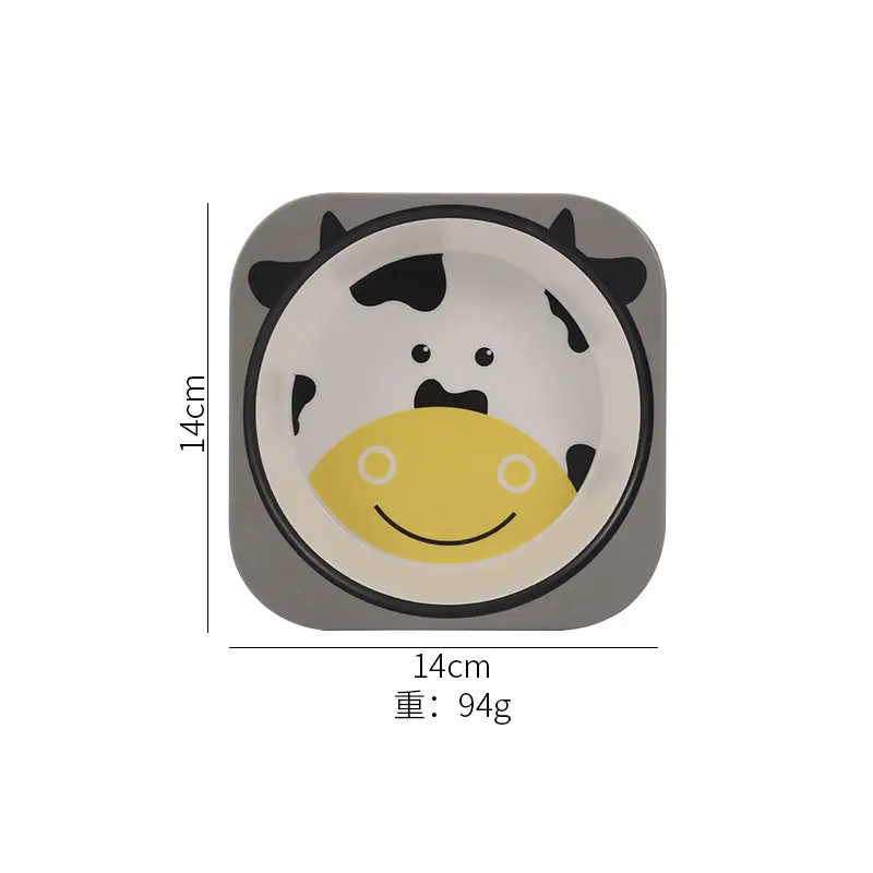 Cute Cartoon Bamboo Bowl for Kids 14cm Square - Image 9