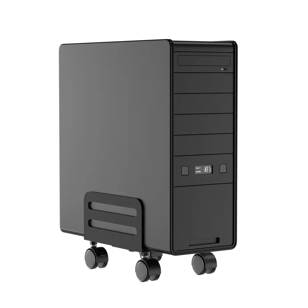 Width-Adjustable Computer Tower Mobile Stand, Desktop Case Rack, Cast Iron Computer Stand, Rotating Bracket - Image 3