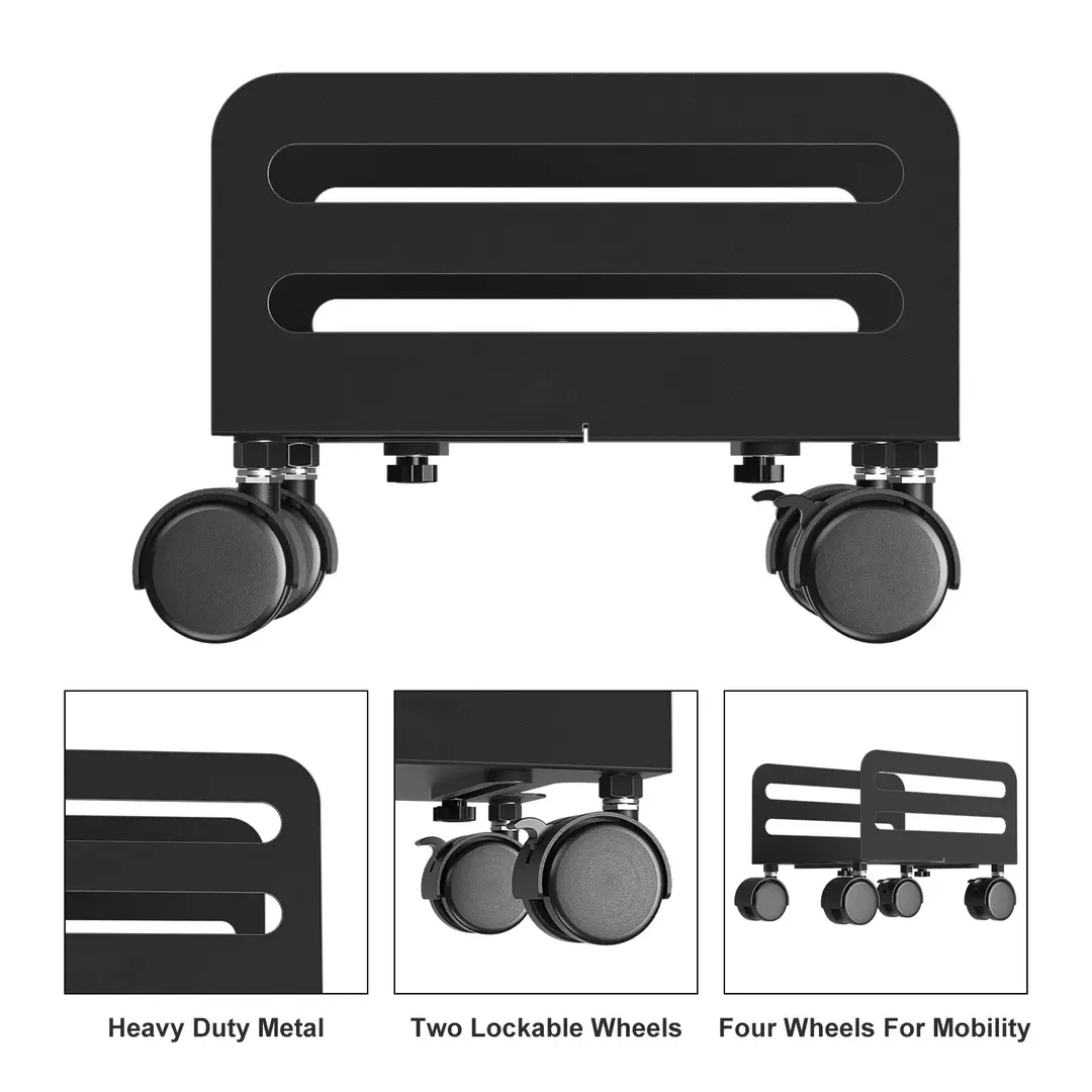 Width-Adjustable Computer Tower Mobile Stand, Desktop Case Rack, Cast Iron Computer Stand, Rotating Bracket - Image 4