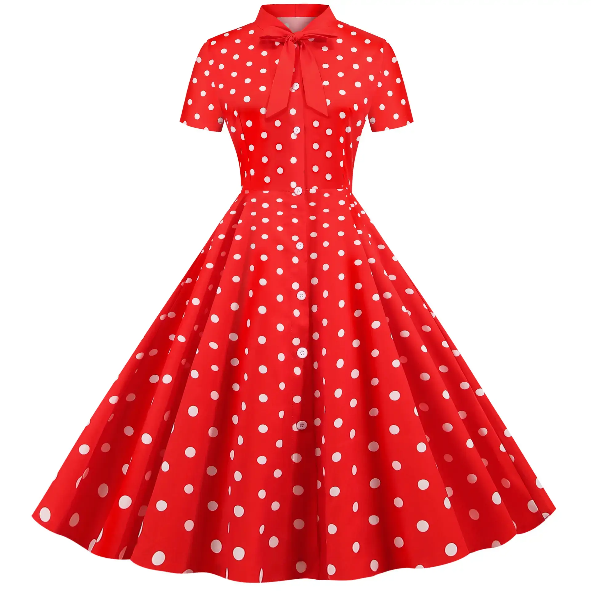 Black Striped Hepburn Style Dress for Women - Image 7