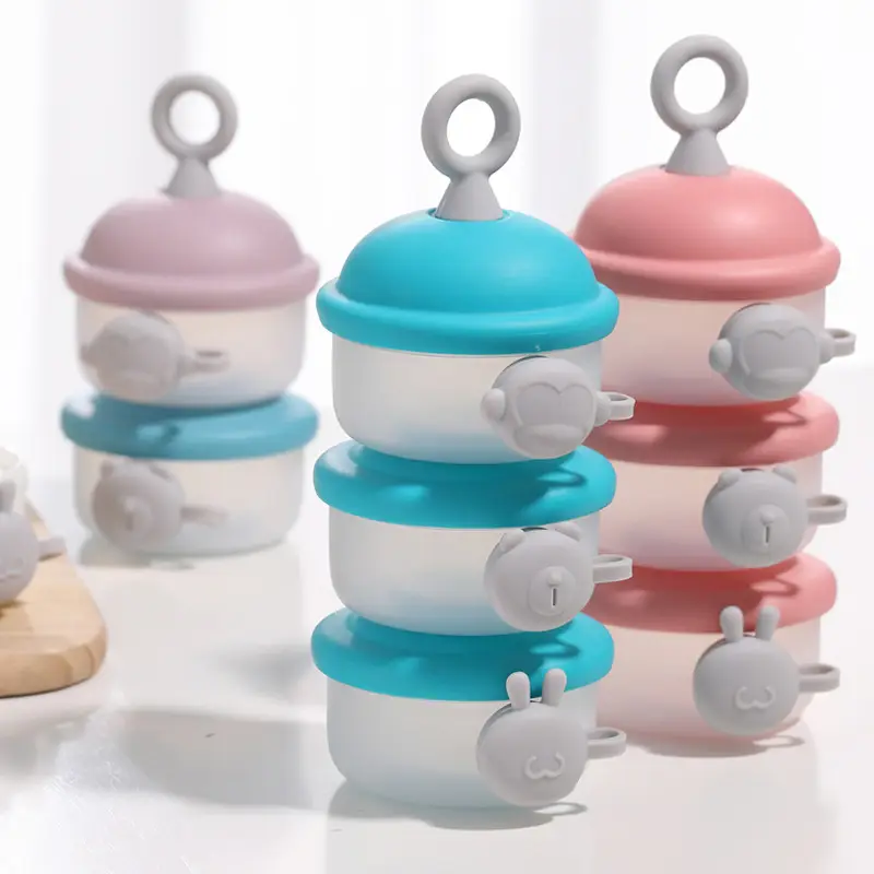 Portable Milk Powder Box for Babies, 3-Layer Side Opening, Blue & Pink - Image 6