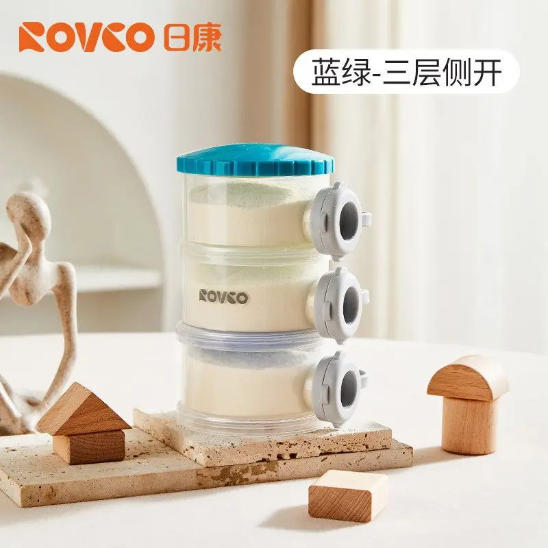 Portable Milk Powder Box for Babies, 3-Layer Side Opening, Blue & Pink - Image 2