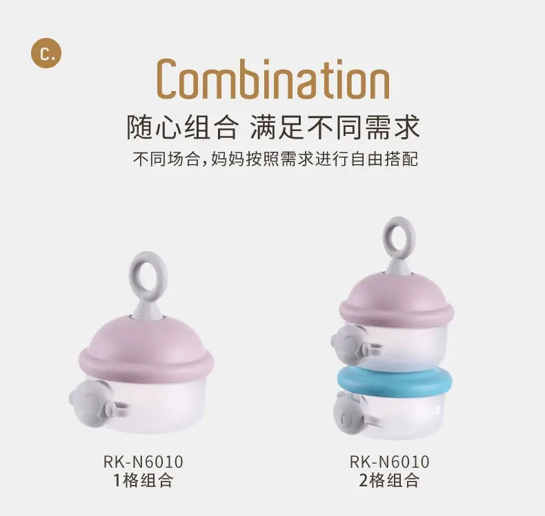 Portable Milk Powder Box for Babies, 3-Layer Side Opening, Blue & Pink — feature 11