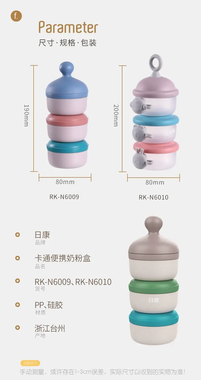 Portable Milk Powder Box for Babies, 3-Layer Side Opening, Blue & Pink — feature 15
