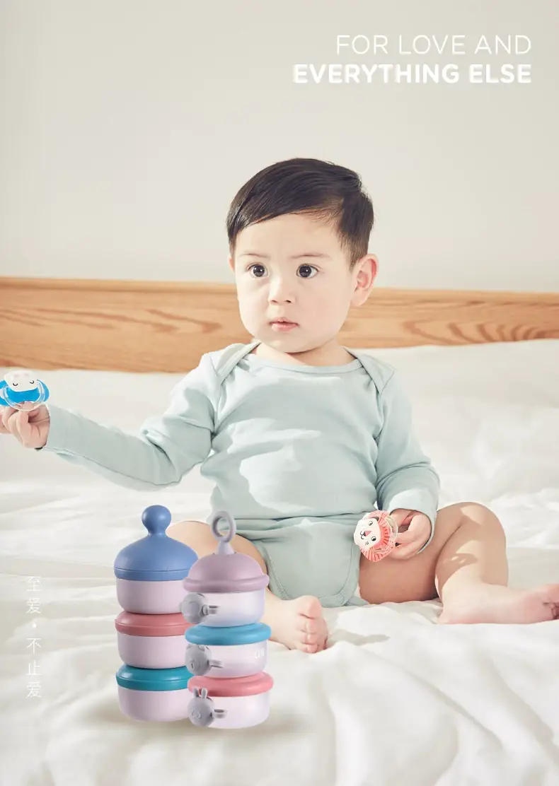 Portable Milk Powder Box for Babies, 3-Layer Side Opening, Blue & Pink — feature 7