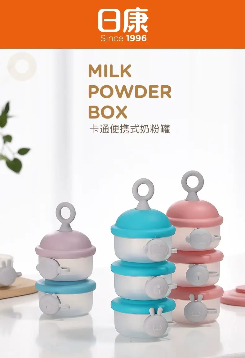 Portable Milk Powder Box for Babies, 3-Layer Side Opening, Blue & Pink — feature 8