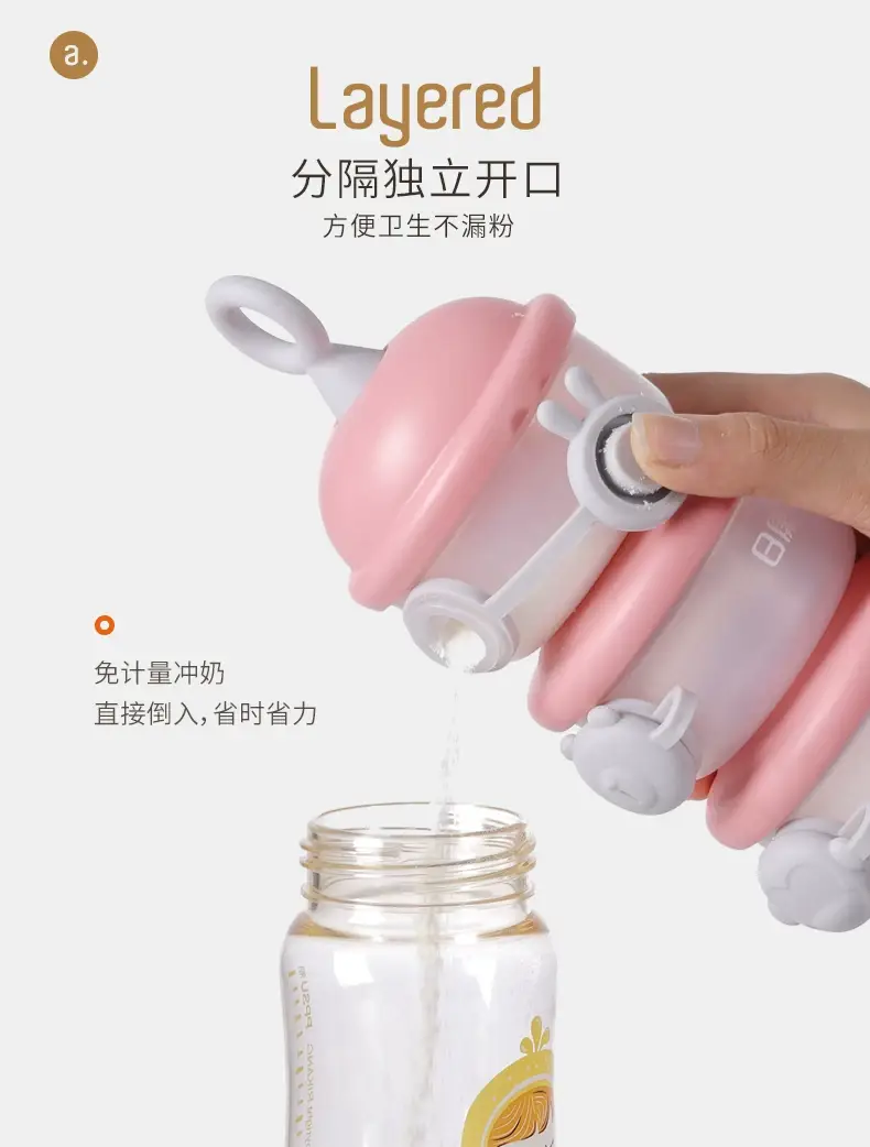 Portable Milk Powder Box for Babies, 3-Layer Side Opening, Blue & Pink — feature 9