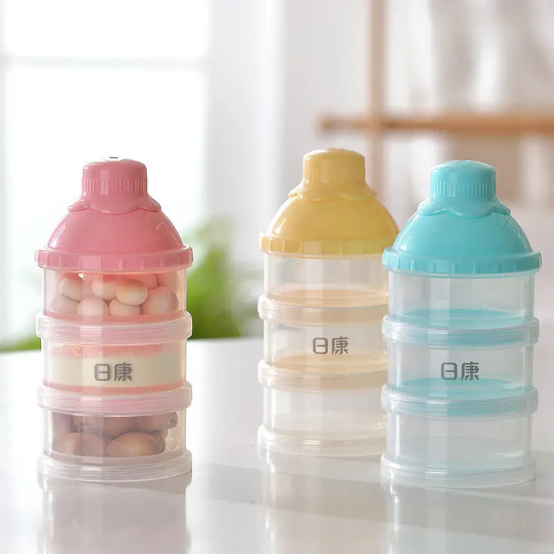 Portable Milk Powder Box for Babies, 3-Layer Side Opening, Blue & Pink - Image 3