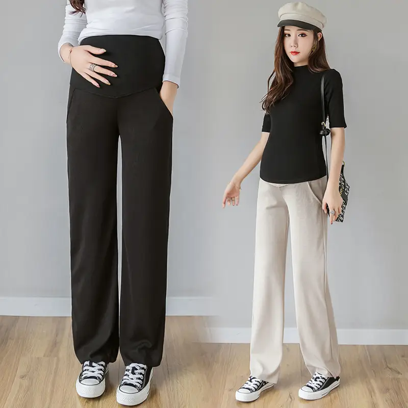 Maternity Wide Leg Pants Black Loose Fit
