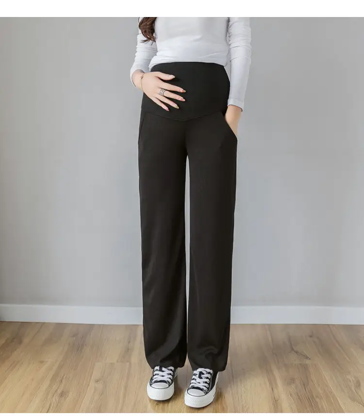 Maternity Wide Leg Pants Black Loose Fit — feature 11