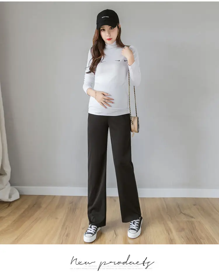 Maternity Wide Leg Pants Black Loose Fit — feature 16
