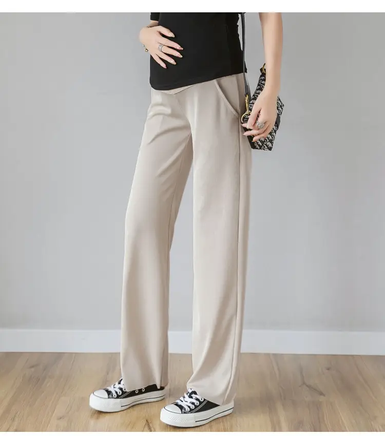 Maternity Wide Leg Pants Black Loose Fit — feature 17