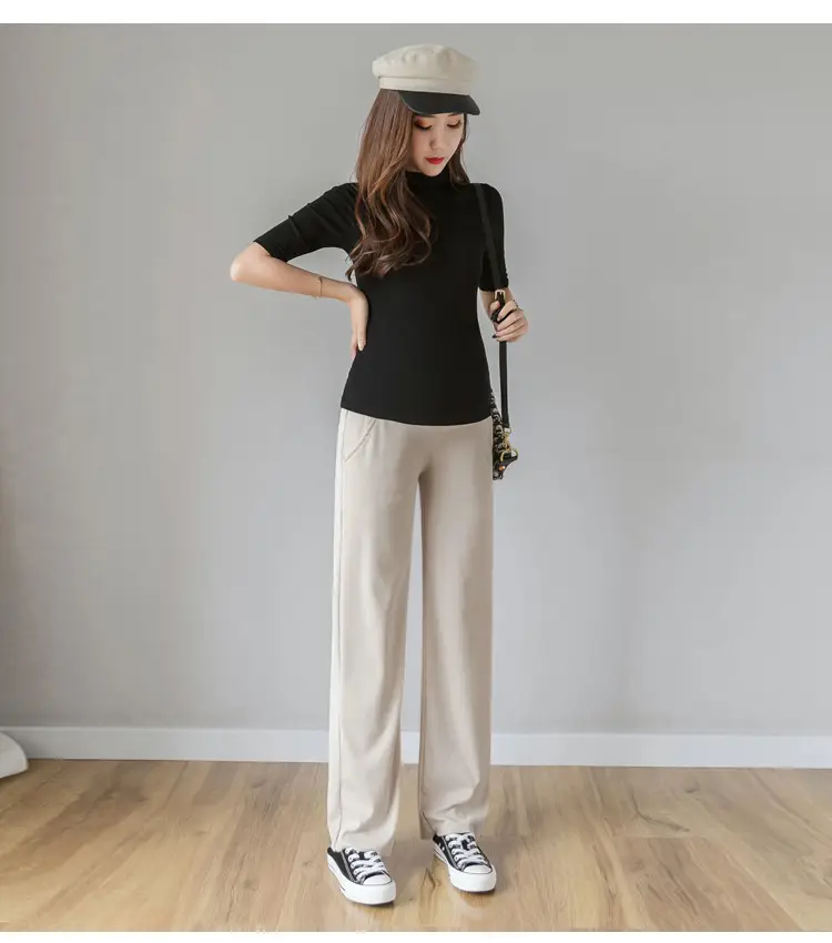 Maternity Wide Leg Pants Black Loose Fit — feature 20