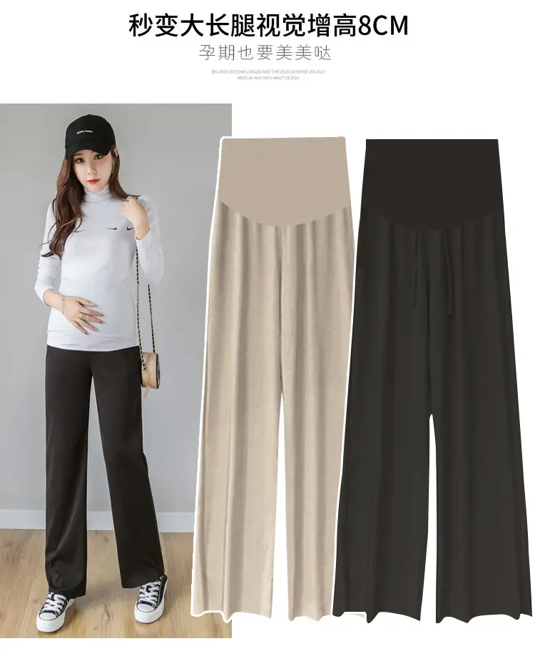 Maternity Wide Leg Pants Black Loose Fit — feature 5