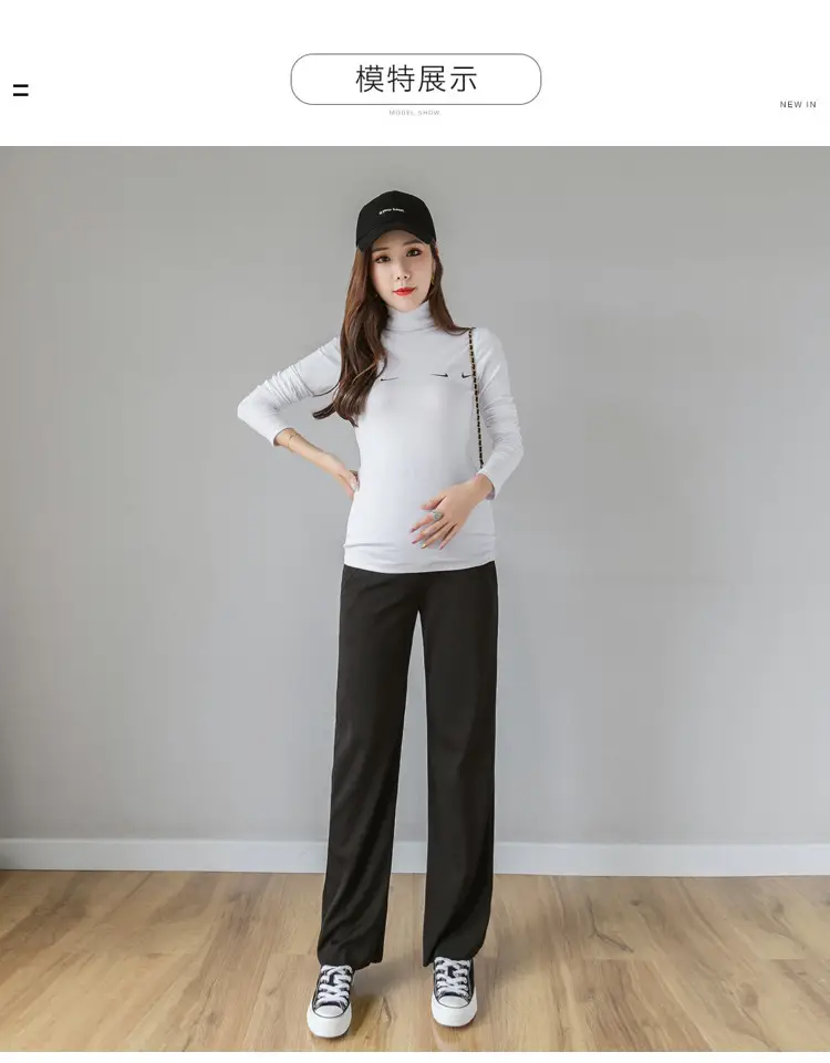 Maternity Wide Leg Pants Black Loose Fit — feature 9