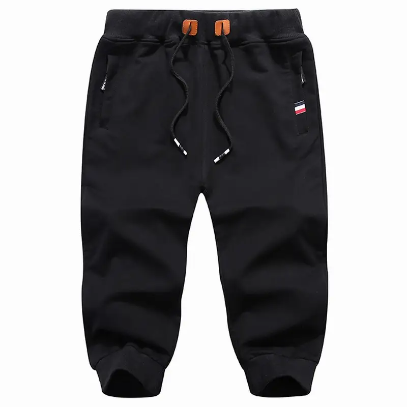 Men Grey Cropped Sweatpants with Zip Pockets - Image 7