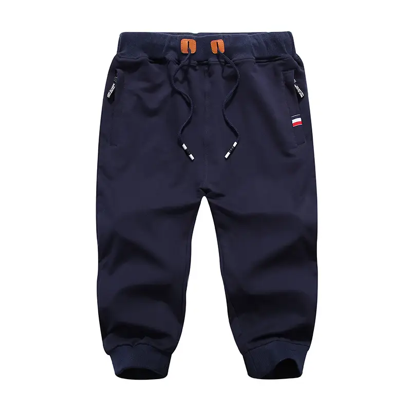 Men Grey Cropped Sweatpants with Zip Pockets - Image 2