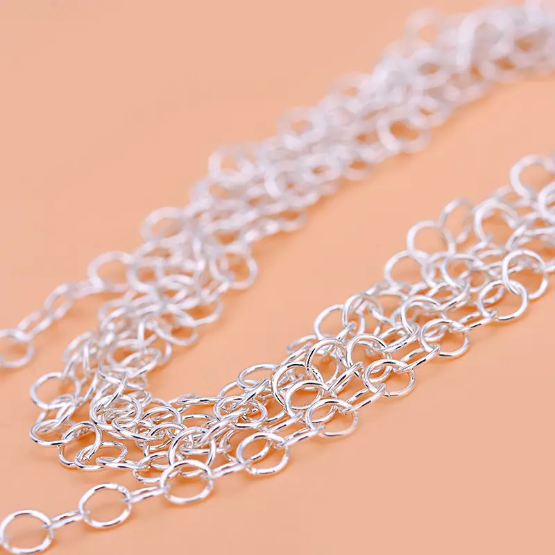 S925 Sterling Silver Circle Chain Bracelet Anklet Necklace - Image 5