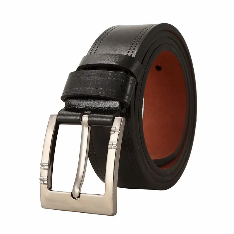 Men's Brown Leather Belt with Silver Buckle - Image 4
