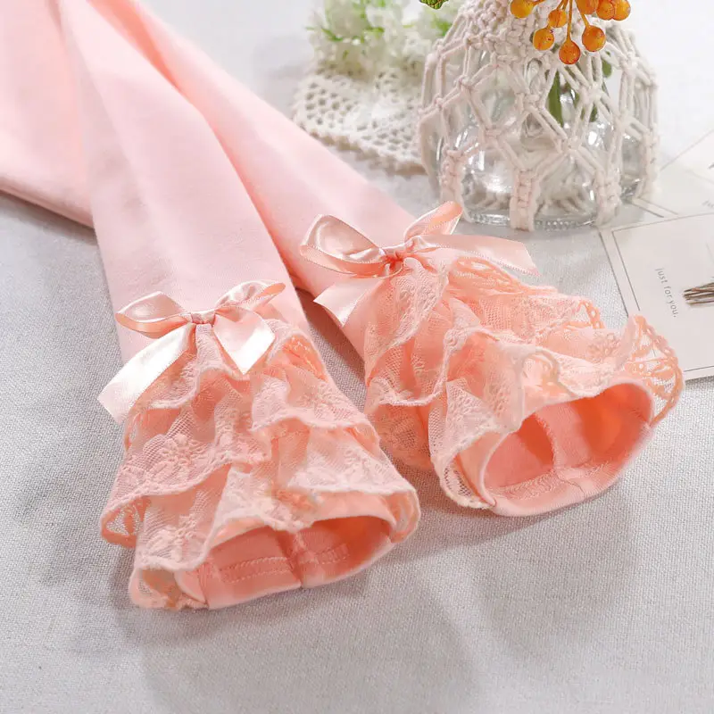 Girls Pink Lace Leggings Large Spring Autumn Wear