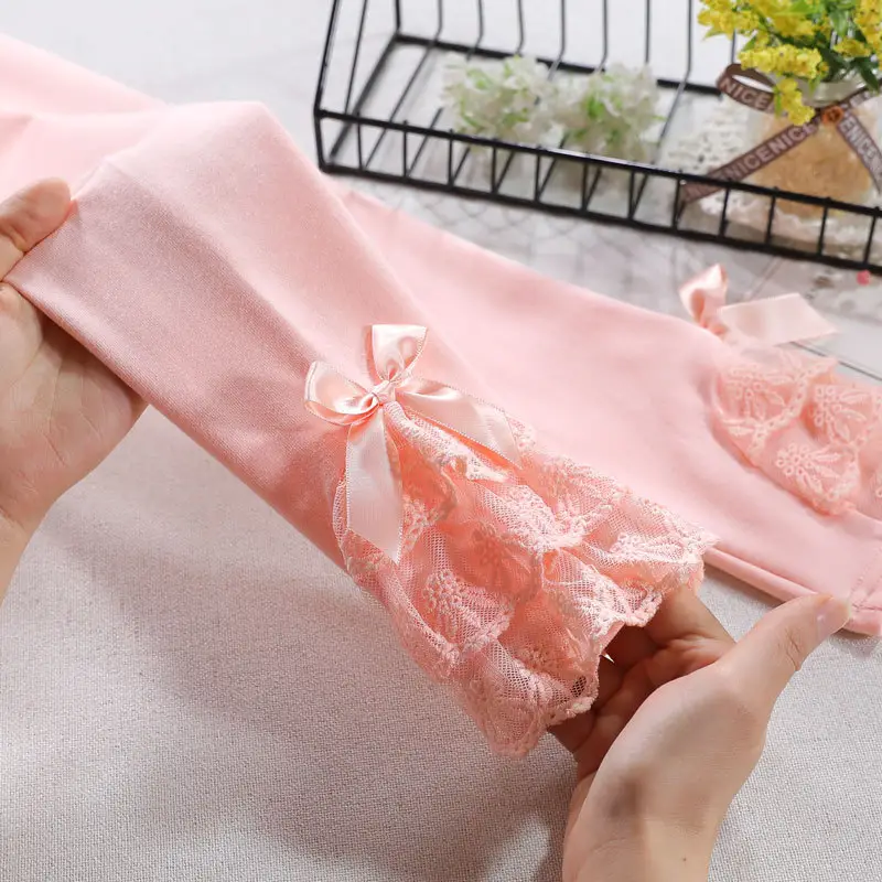 Girls Pink Lace Leggings Large Spring Autumn Wear