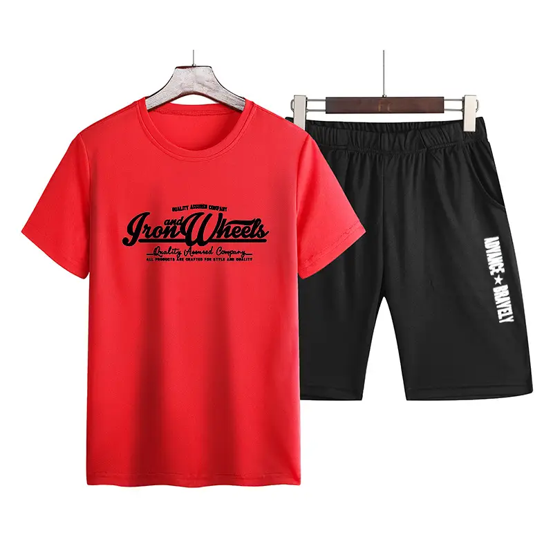 Men's Green Printed Sportswear Set Shorts & T-Shirt - Image 2