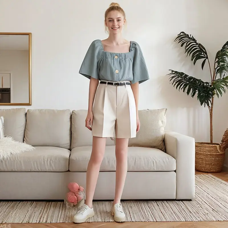 Girls Cotton Button Top 2025 Single Breasted 180g