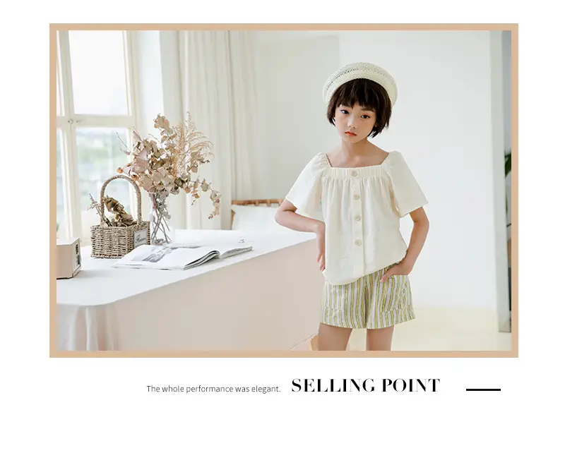 Girls Cotton Button Top 2025 Single Breasted 180g — feature 12