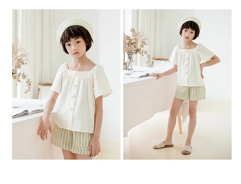 Girls Cotton Button Top 2025 Single Breasted 180g — feature 13