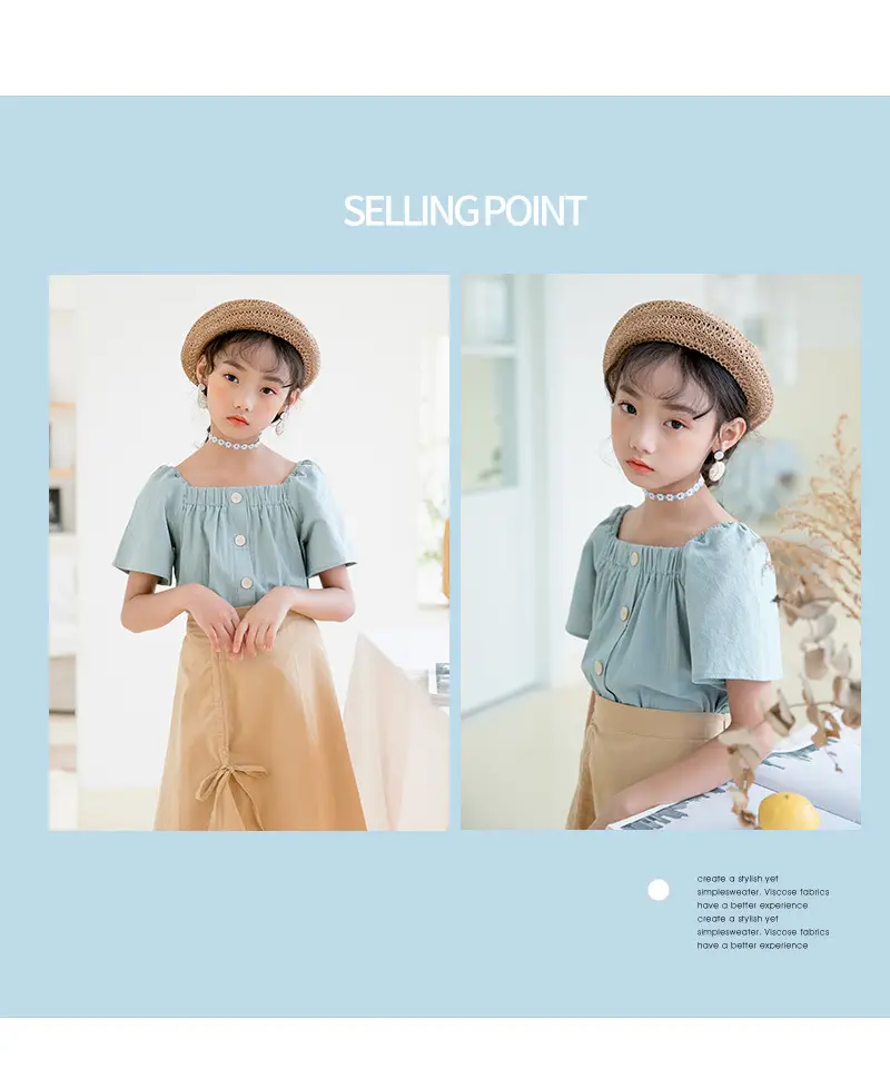 Girls Cotton Button Top 2025 Single Breasted 180g — feature 9