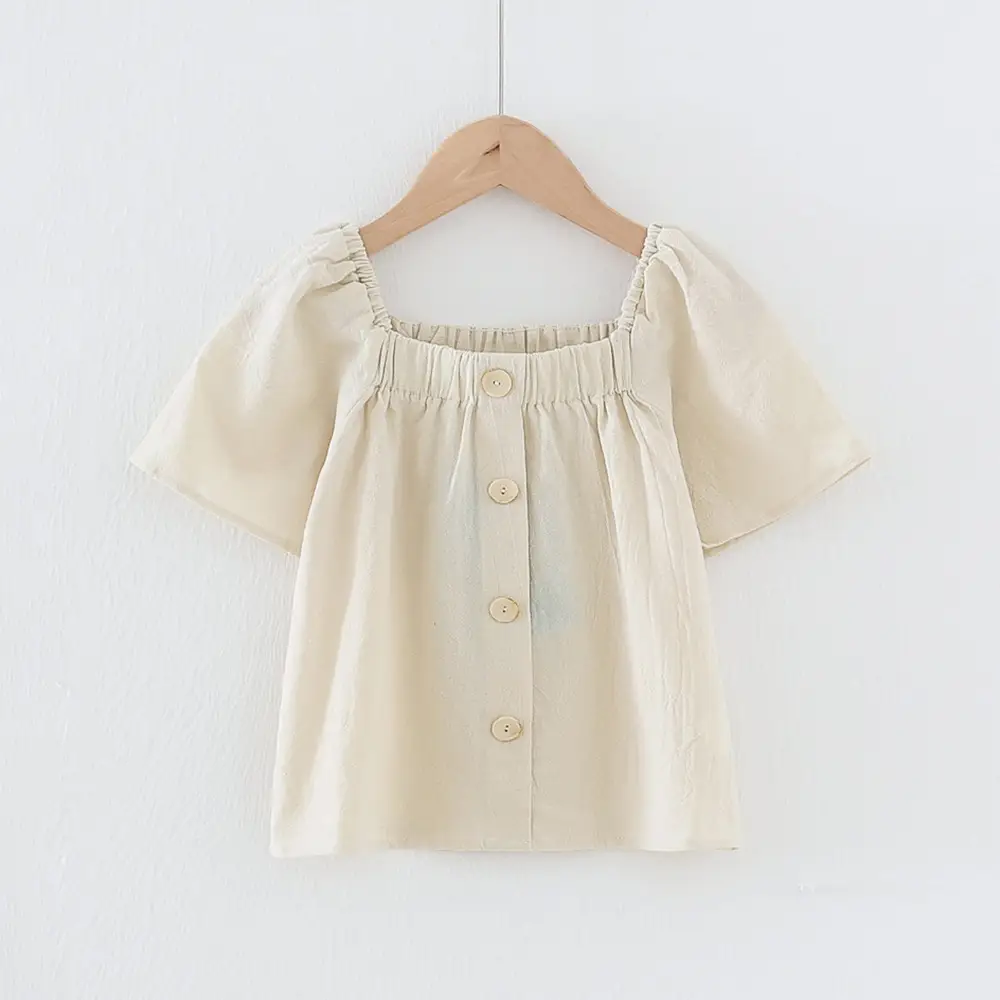 Girls Cotton Button Top 2025 Single Breasted 180g
