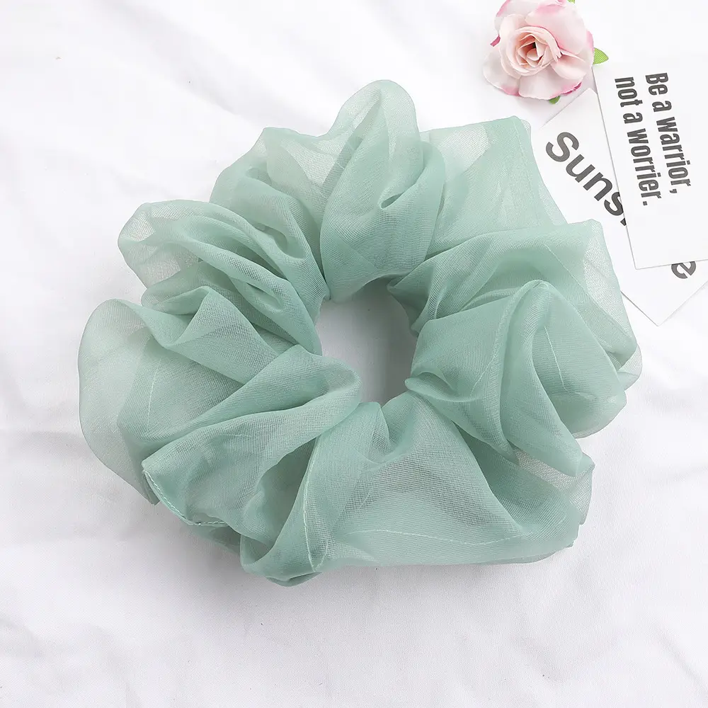 Green Silk Hair Scrunchie for Women