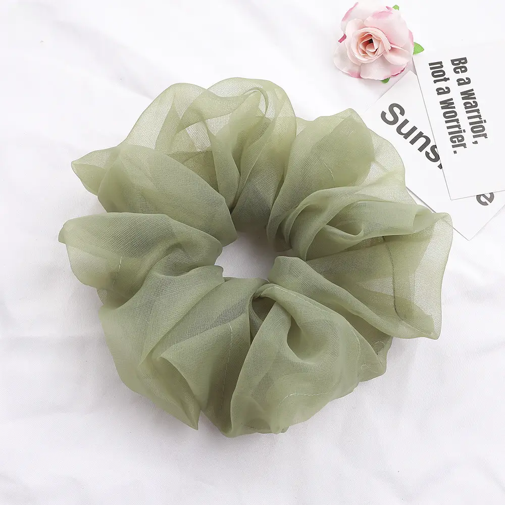 Green Silk Hair Scrunchie for Women