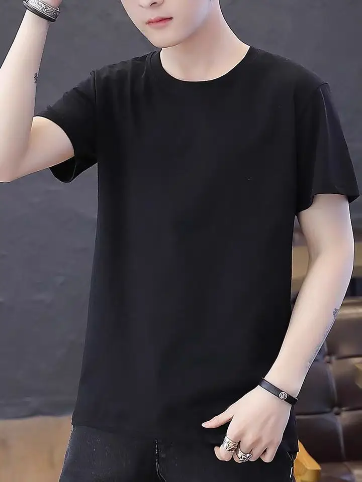 Men Grey Cotton T-Shirt Crew Neck Slim Fit