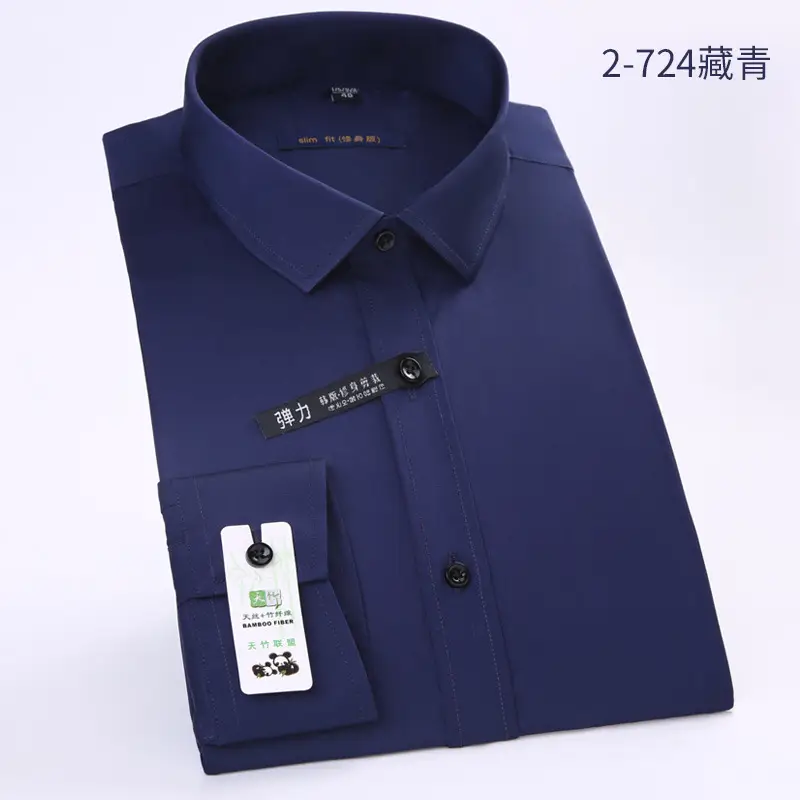 Men's Long Sleeve Black Business Shirt 2-720 Black - Image 10