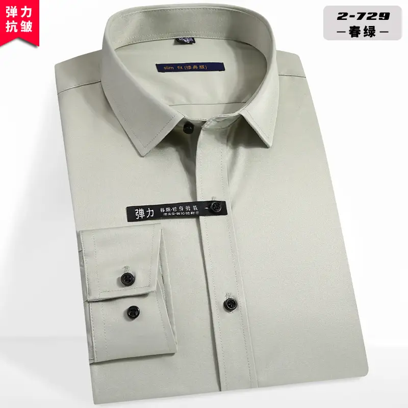 Men's Long Sleeve Black Business Shirt 2-720 Black - Image 14