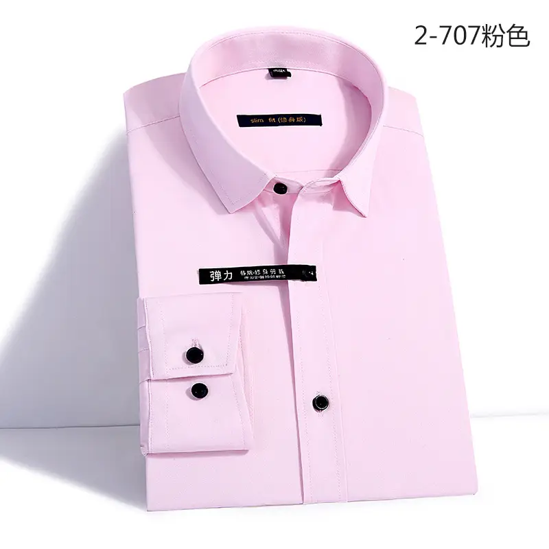 Men's Long Sleeve Black Business Shirt 2-720 Black - Image 2