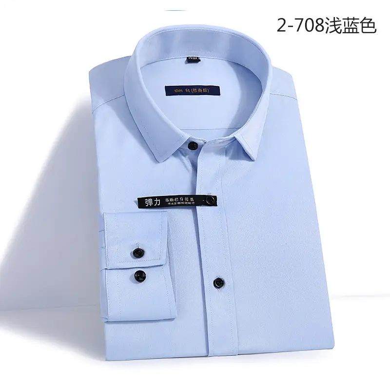Men's Long Sleeve Black Business Shirt 2-720 Black - Image 3