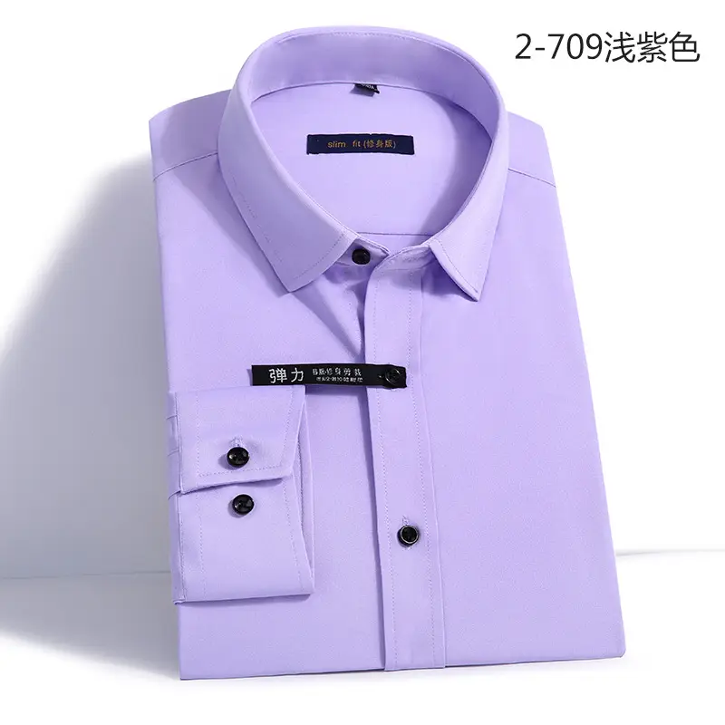 Men's Long Sleeve Black Business Shirt 2-720 Black - Image 4