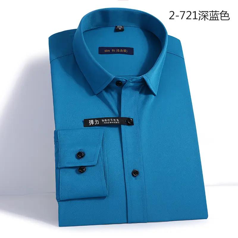 Men's Long Sleeve Black Business Shirt 2-720 Black - Image 8