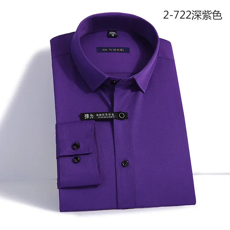 Men's Long Sleeve Black Business Shirt 2-720 Black - Image 9