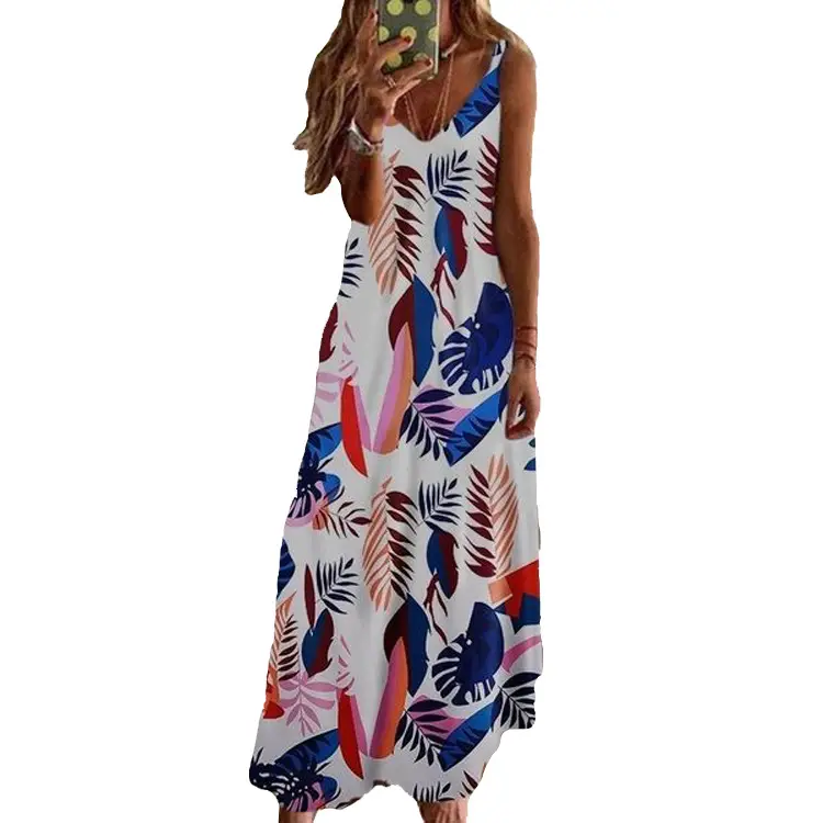 2021 Purple Floral Spaghetti Strap Summer Dress - Image 16
